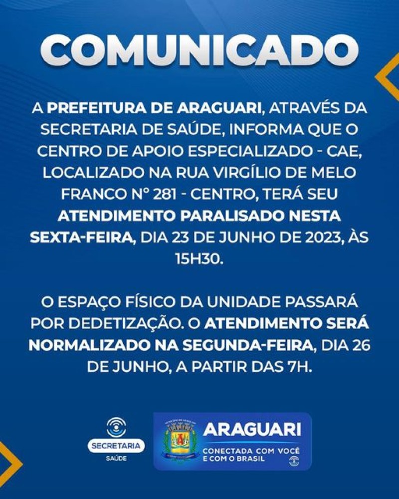 Prefeitura de Araguari: Comunicado