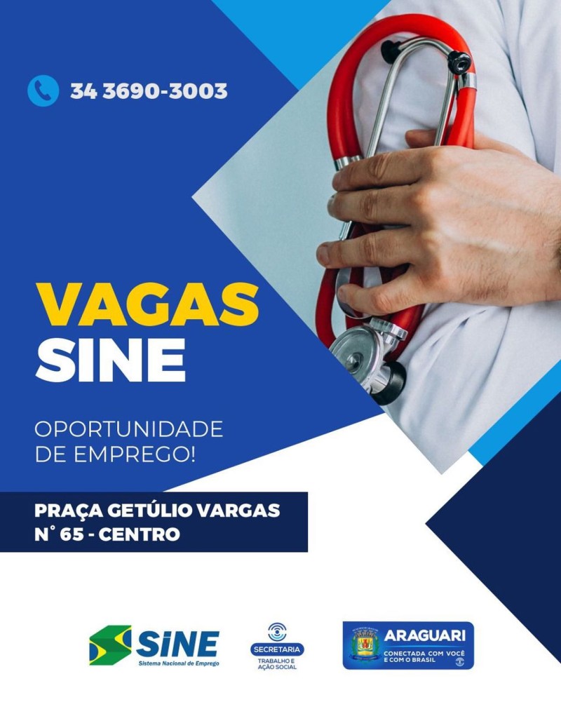 Vagas SINE Araguari-07/04/2022
