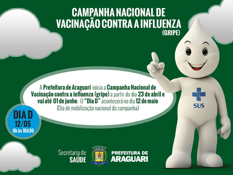 Ministério da Saúde libera doses de vacinas contra a influenza (gripe) de forma irregular e em pequena quantidade, por isso não haverá vacinação no próximo sábado, dia 05