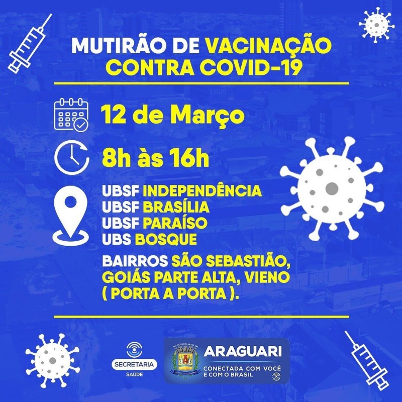 Prefeitura realiza Mutirão de Vacinação contra Covid-19 em Araguari