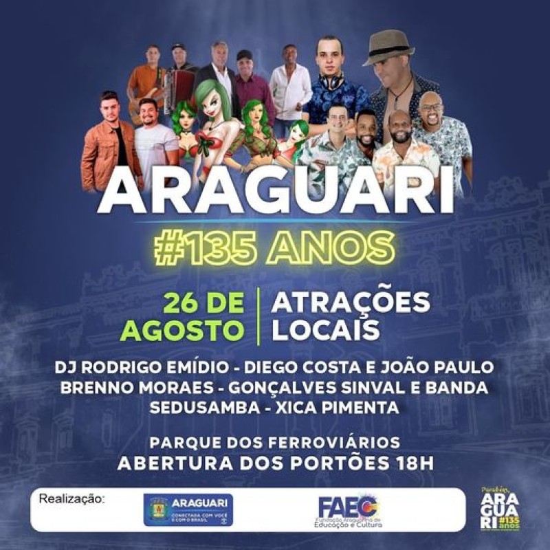 Sábado também tem festa. São vários os artistas locais e alguns deles vão abrilhantar a nossa Festa de 135 anos. 