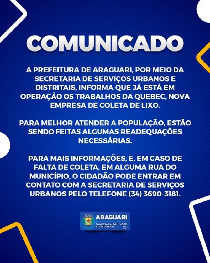 Prefeitura de Araguari: Comunicado