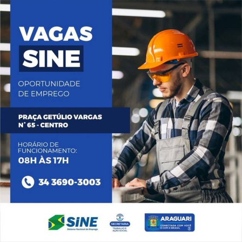Vagas SINE Araguari-10/10/2022